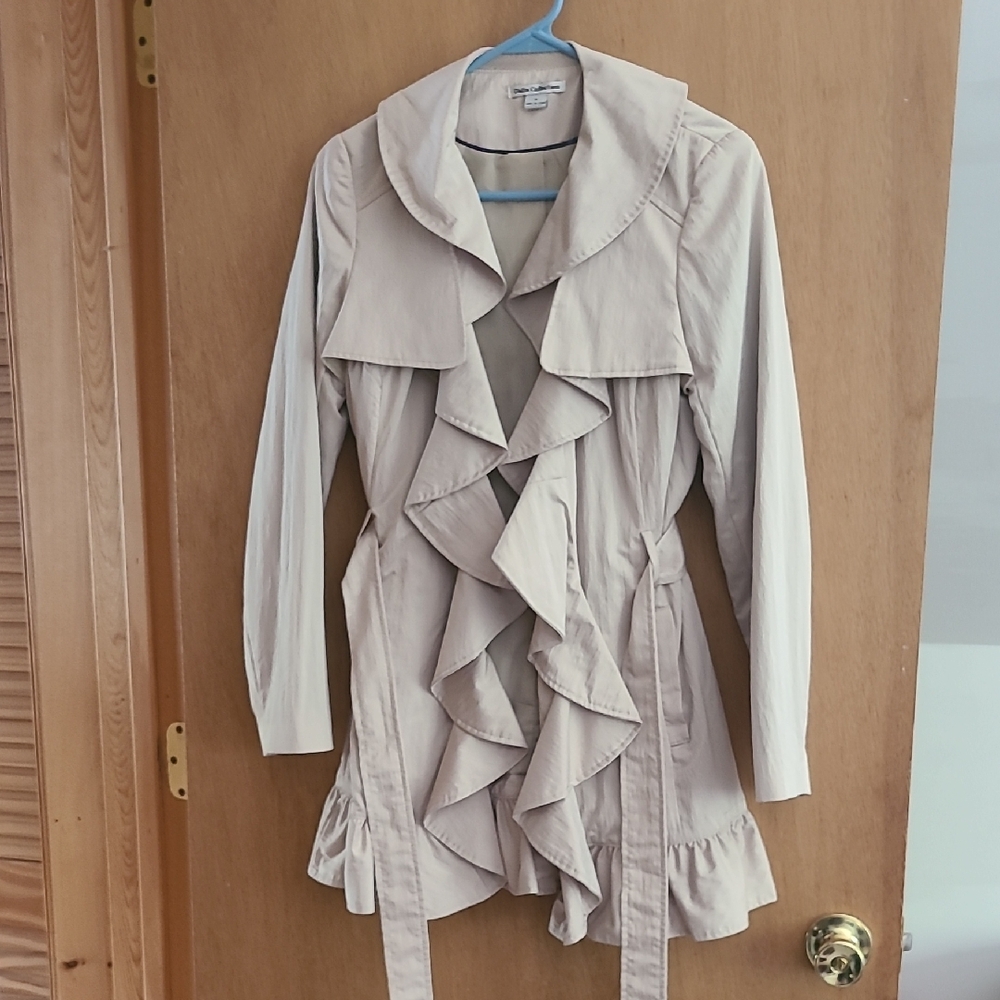 Charlotte Russe Beige Ruffle Trench Coat